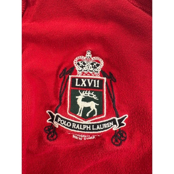 VTG Polo Ralph Lauren Red Crest Logo Long Sleeve Rugby Shirt Men's Size L - Picture 4 of 8